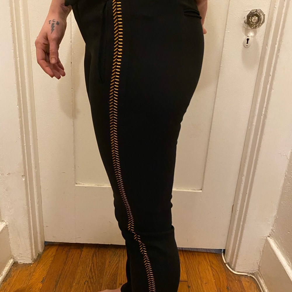 Rag And Bone Black Trousers With Gold Stitching - image 4